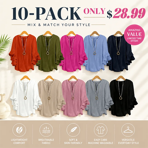 Plus Size Ruffle Sleeve V-Neck Blouse – Flowy, Flattering & Comfortable Everyday Top