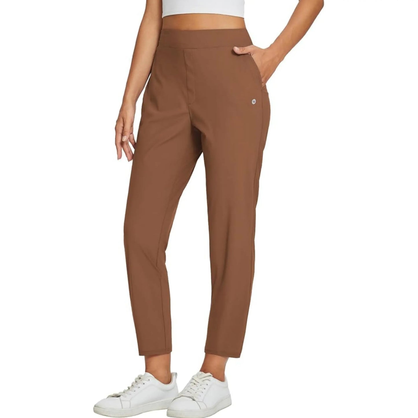 Women's Lightweight Ankle Pants – Soft Stretch Work Pants with UPF 50+ & Zipper Pockets