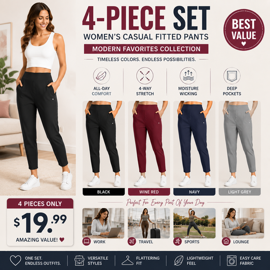 Women's Lightweight Ankle Pants – Soft Stretch Work Pants with UPF 50+ & Zipper Pockets