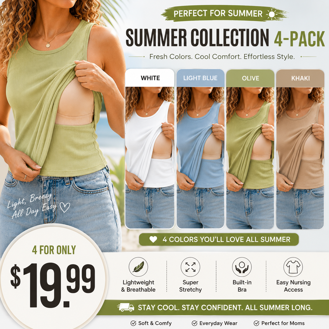 🔥Hot Sale💥-Women'S Ribbed Tank Top With Built-In Bra