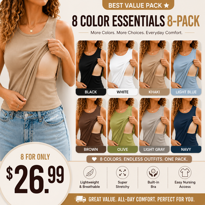 🔥Hot Sale💥-Women'S Ribbed Tank Top With Built-In Bra