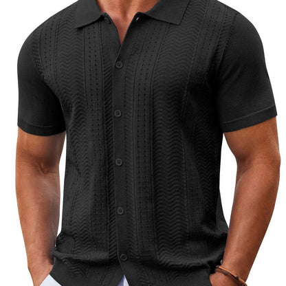 ⭐ Men’s Premium Knit Button Down Shirt – Lightweight Short Sleeve Summer Casual Shirt for Beach & Vacation