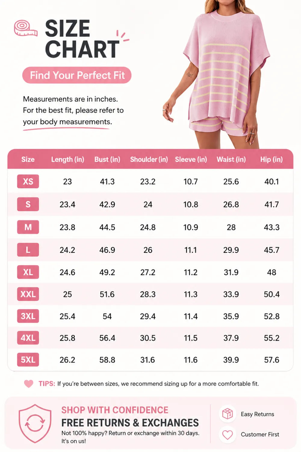 Women’s Summer Striped 2-Piece Set – Relaxed Fit Top & Shorts Lounge Set